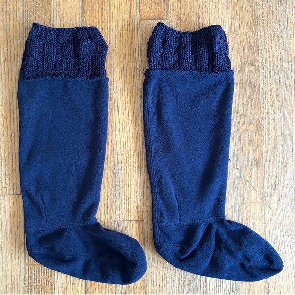 HUNTER TALL BOOT SOCKS Navy Blue Fleece Cable Knit Cuff Women's Size M 5-7 - Picture 3 of 6